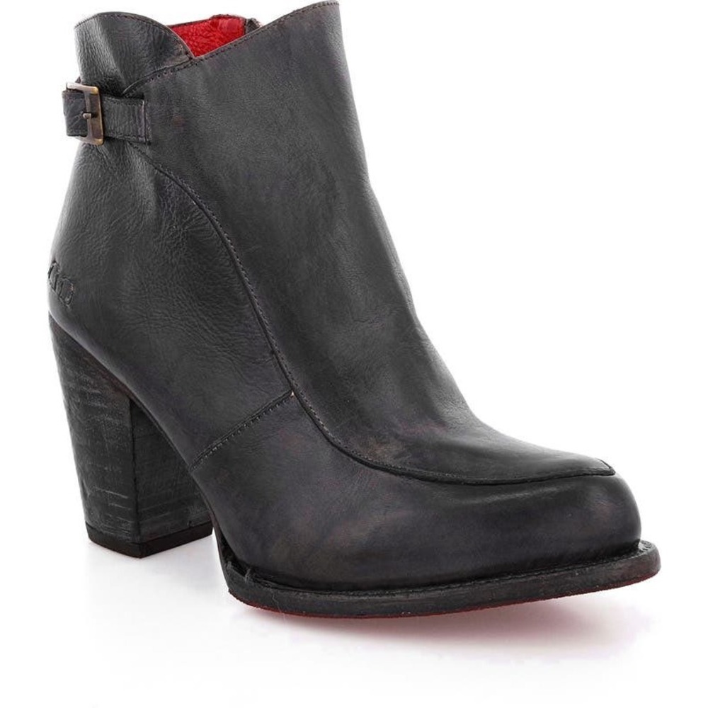 Bedstu Isla Black Leather Ankle Boots Red Lining Size 8 Womens